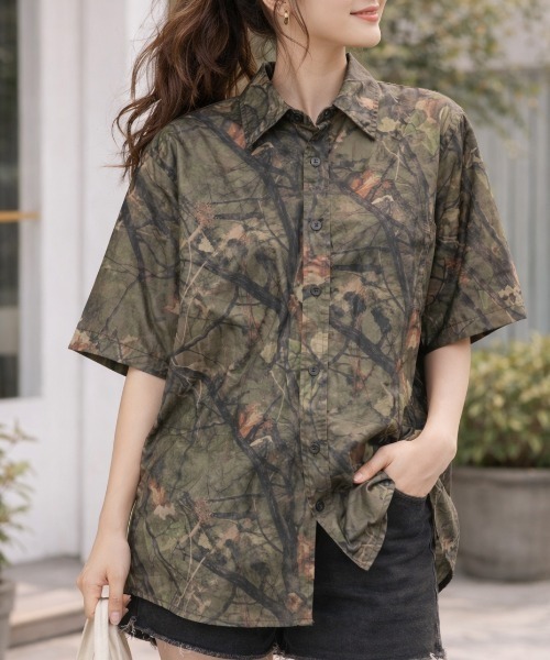 CORISCO（コリスコ）の「カットサッカー カモフラ柄半袖シャツ(M1)（シャツ/ブラウス・メンズ・グリーン系カモフラージュ/グレー系カモフラージュ・LARGE/MEDIUM/X-LARGE）」の9枚目の写真
