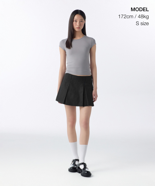 MUSINSA STANDARD WOMAN（ムシンサスタンダードウーマン）の「ウィメンズテンセルスリムタイバックキャップスリーブTシャツ[パープルグレー]（Tシャツ/カットソー・レディース・その他・X-SMALL/SMALL/MEDIUM/LARGE）」の2枚目の写真