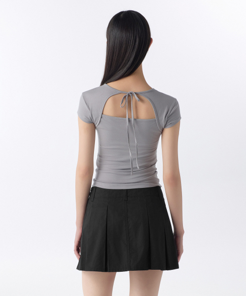 MUSINSA STANDARD WOMAN（ムシンサスタンダードウーマン）の「ウィメンズテンセルスリムタイバックキャップスリーブTシャツ[パープルグレー]（Tシャツ/カットソー・レディース・その他・X-SMALL/SMALL/MEDIUM/LARGE）」の3枚目の写真