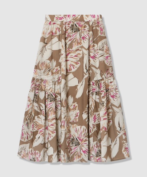 ANAYI（アナイ）の「ペイントフラワープリントティアード スカート（スカート・レディース・ブラウン/ピンク・38/36/34）」の2枚目の写真