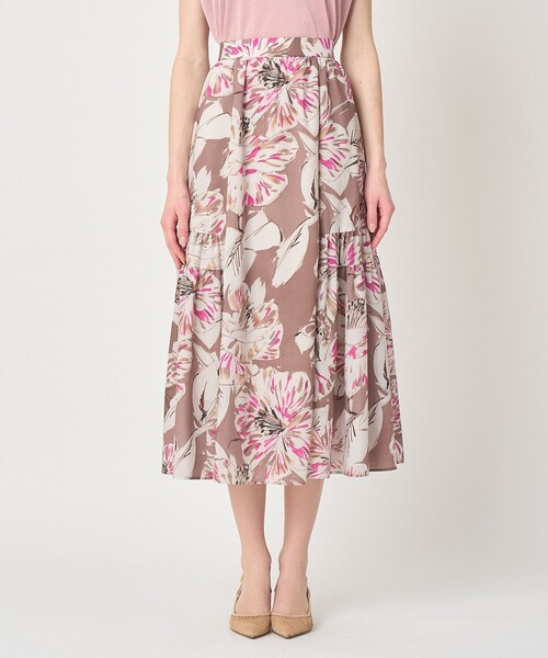 ANAYI（アナイ）の「ペイントフラワープリントティアード スカート（スカート・レディース・ブラウン/ピンク・38/36/34）」の3枚目の写真