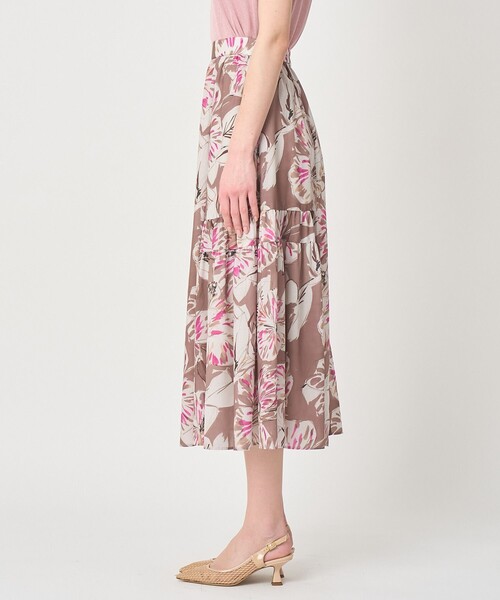 ANAYI（アナイ）の「ペイントフラワープリントティアード スカート（スカート・レディース・ブラウン/ピンク・38/36/34）」の4枚目の写真