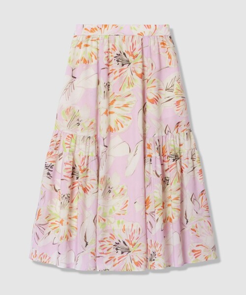 ANAYI（アナイ）の「ペイントフラワープリントティアード スカート（スカート・レディース・ブラウン/ピンク・38/36/34）」の6枚目の写真