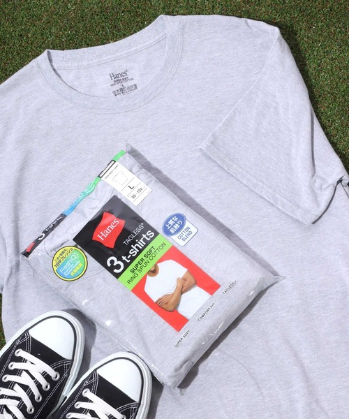 HANES(ヘインズ)の「Hanes(ヘインズ)ベーシックインナーウェア無地半袖Tシャツ3枚組/パックTシャツ3P メンズ(Tシャツ/カットソー・メンズ・ブラック/グレー/ホワイト・M/L/LL)」の3枚目の写真