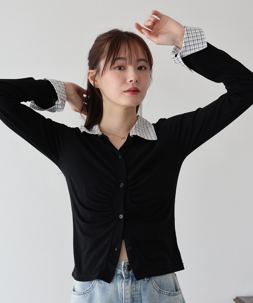 Check Shirt Docking Cardigan жакет‑рубашка