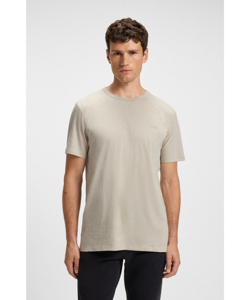 BOSS（ボス）の「【オンライン限定】コットンスラブ Tシャツ ロゴディテール（Tシャツ/カットソー・メンズ・ライトベージュ/ホワイト/ダークブルー・L/XXL/XL/M/S）」の3枚目の写真