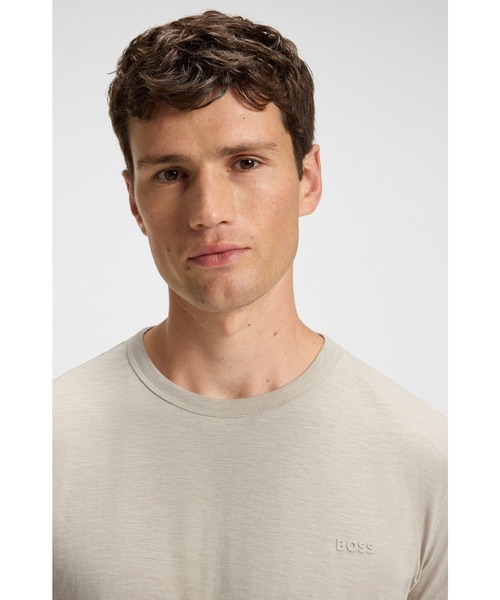 BOSS（ボス）の「【オンライン限定】コットンスラブ Tシャツ ロゴディテール（Tシャツ/カットソー・メンズ・ライトベージュ/ホワイト/ダークブルー・L/XXL/XL/M/S）」の8枚目の写真