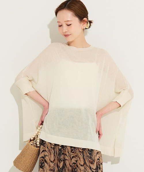 coca(coca)(コカ)の「シアーニットドルマントップス(Tシャツ/カットソー・レディース・ライトグレー/アイボリー・M/L)」の2枚目の写真