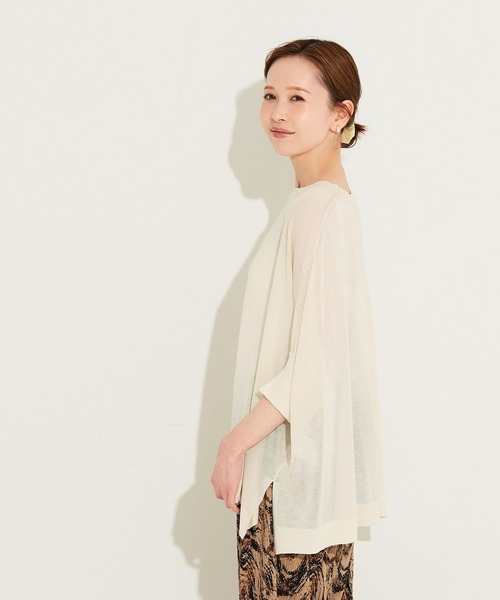 coca(coca)(コカ)の「シアーニットドルマントップス(Tシャツ/カットソー・レディース・ライトグレー/アイボリー・M/L)」の4枚目の写真