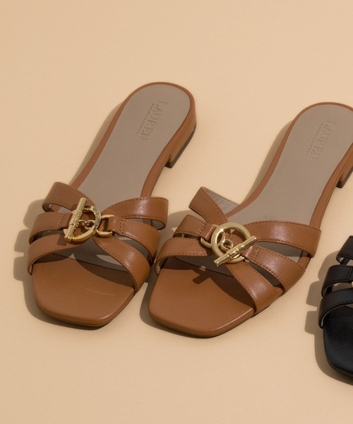 LAUREN RALPH LAUREN（ローレン ラルフ ローレン）の「ローレン ラルフ ローレン BLAIKE SANDALS ブレイク サンダル（サンダル・レディース・キャメル/ブラック・60/70/65/55）」の2枚目の写真