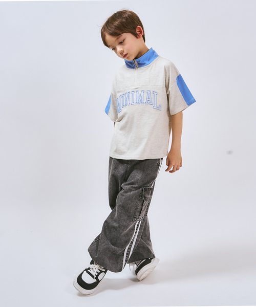 minimal（ミニマル）の「【裾ゴム仕様】ライン入りデニムカーゴパンツ（その他パンツ・キッズ・ブラック/ブルー・120cm/110cm/100cm/140cm/130cm）」の8枚目の写真