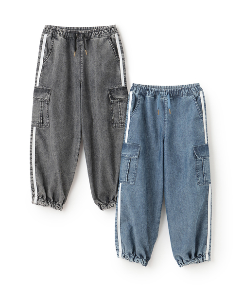 minimal（ミニマル）の「【裾ゴム仕様】ライン入りデニムカーゴパンツ（その他パンツ・キッズ・ブラック/ブルー・120cm/110cm/100cm/140cm/130cm）」の21枚目の写真