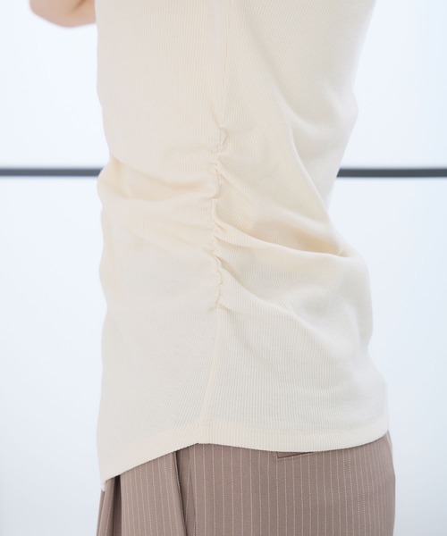 Elishe(エリシェ)の「ダブルジップフレンチスリーブトップス(Tシャツ/カットソー・レディース・アイボリー/パープル/ブラック・FREE)」の16枚目の写真