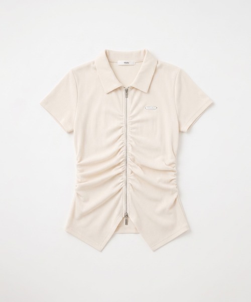 Elishe(エリシェ)の「ダブルジップフレンチスリーブトップス(Tシャツ/カットソー・レディース・アイボリー/パープル/ブラック・FREE)」の19枚目の写真