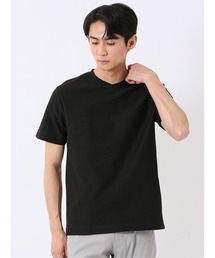 【綿混】タカキュー ループ ジャガード Vネック 半袖 Tシャツ
