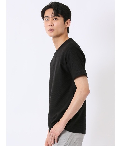 TAKA-Q(タカキュー)の「【綿混】タカキュー ループ ジャガード Vネック 半袖 Tシャツ(Tシャツ/カットソー・メンズ・ブラック/ベージュ・MEDIUM/LARGE/X-LARGE)」の11枚目の写真