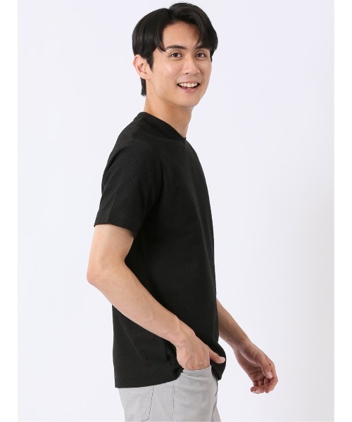 TAKA-Q(タカキュー)の「【綿混】タカキュー ループ ジャガード Vネック 半袖 Tシャツ(Tシャツ/カットソー・メンズ・ブラック/ベージュ・MEDIUM/LARGE/X-LARGE)」の9枚目の写真