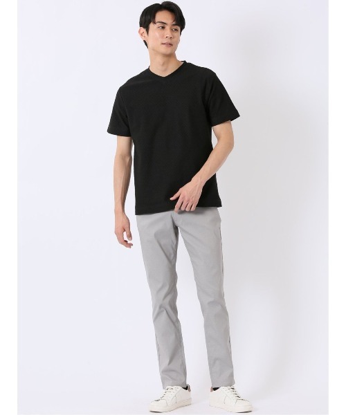 TAKA-Q(タカキュー)の「【綿混】タカキュー ループ ジャガード Vネック 半袖 Tシャツ(Tシャツ/カットソー・メンズ・ブラック/ベージュ・MEDIUM/LARGE/X-LARGE)」の8枚目の写真
