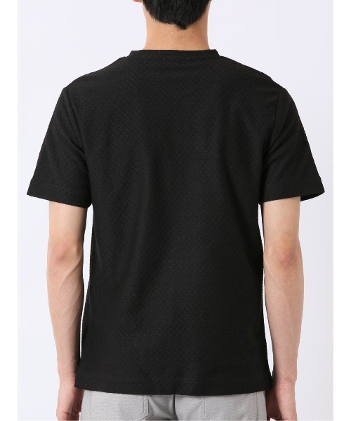 TAKA-Q(タカキュー)の「【綿混】タカキュー ループ ジャガード Vネック 半袖 Tシャツ(Tシャツ/カットソー・メンズ・ブラック/ベージュ・MEDIUM/LARGE/X-LARGE)」の5枚目の写真