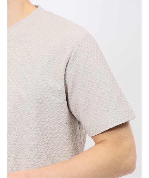 TAKA-Q(タカキュー)の「【綿混】タカキュー ループ ジャガード Vネック 半袖 Tシャツ(Tシャツ/カットソー・メンズ・ブラック/ベージュ・MEDIUM/LARGE/X-LARGE)」の13枚目の写真