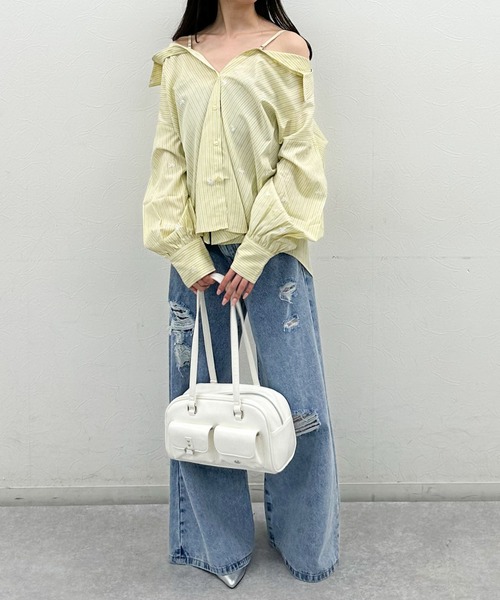 archives(アルシーヴ)の「花柄刺繍ストライプ2wayオフショルシャツ(シャツ/ブラウス・レディース・ブルー/ベージュ/イエロー・MEDIUM)」の8枚目の写真