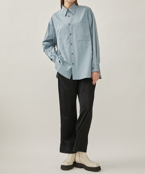 08sircus（ゼロエイトサーカス）の「[08sircus/08サーカス]Milling satin slit pants（その他パンツ・レディース・ブルー/ブラック・1/0）」の3枚目の写真