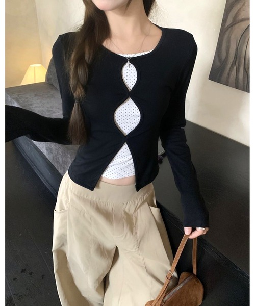 inst.ALL（インストール）の「インナードットドッキングトップス（Tシャツ/カットソー・レディース・ブラック・M）」の4枚目の写真