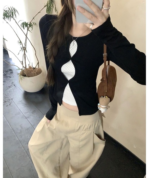 inst.ALL（インストール）の「インナードットドッキングトップス（Tシャツ/カットソー・レディース・ブラック・M）」の6枚目の写真
