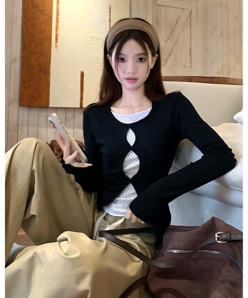 inst.ALL（インストール）の「インナードットドッキングトップス（Tシャツ/カットソー・レディース・ブラック・M）」の15枚目の写真