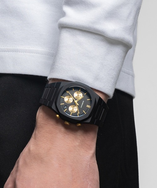 D1 MILANO（ディーワンミラノ）の「「D1 MILANO/ディーワン ミラノ」POLYCHRONO　ポリクロノ - ギルデッド（アナログ腕時計・メンズ・ブラック×ゴールド/ブラック×ベージュ/ブラック×シルバー・FREE）」の2枚目の写真
