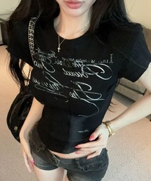 【26年春夏新作】アウトシームデザイン スクリプトロゴ コンパクトTシャツ