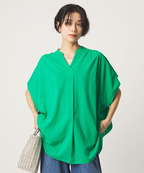 セール】［size SHORTあり］ショルダー タック スキッパー ブラウス