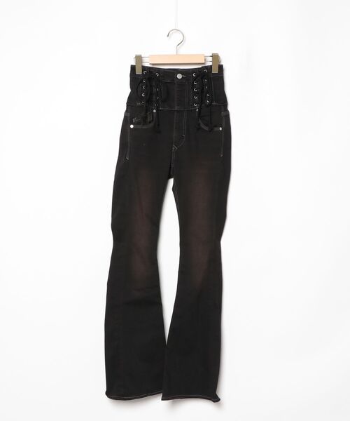 【蘭】EMODA エモダ　ブラックブーツカットデニム　パンツ　黒　M ブランド古着】ブーツカットパンツ（その他パンツ）｜EMODA（エモダ