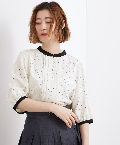 grove(グローブ)の「【二の腕カバー・お仕事】フロントタック配色ブラウス(シャツ/ブラウス・レディース・ホワイト系7/ライトグレー系4/ホワイト系3/ネイビー系・02/03/01/05/04)」の5枚目の写真