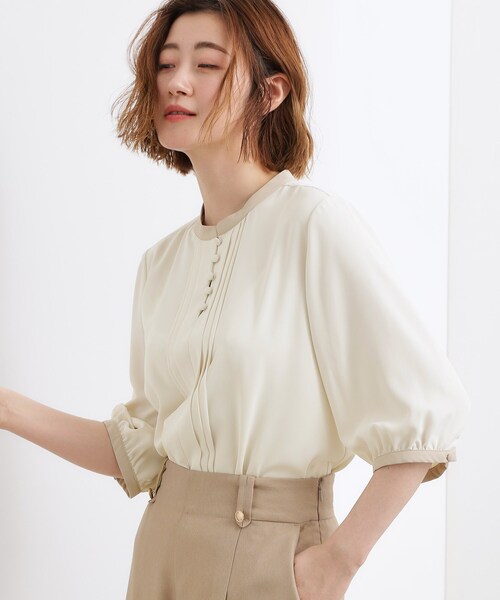 grove(グローブ)の「【二の腕カバー・お仕事】フロントタック配色ブラウス(シャツ/ブラウス・レディース・ホワイト系7/ライトグレー系4/ホワイト系3/ネイビー系・02/03/01/05/04)」の13枚目の写真