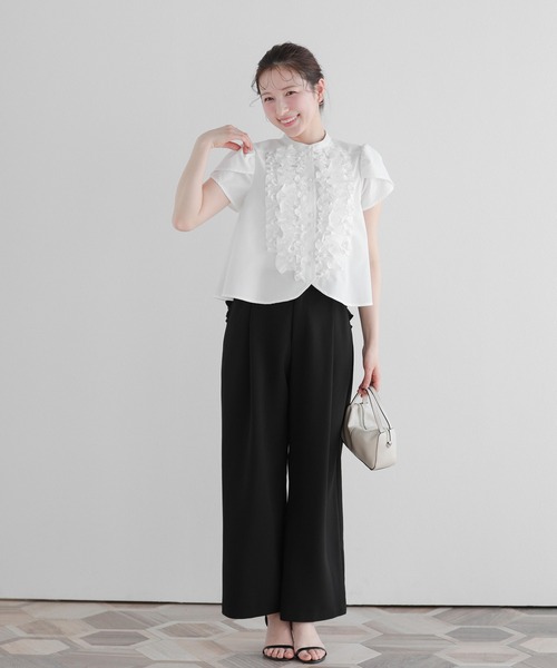 Fit more(フィットモア)の「バックポケットフリルワイドパンツ(その他パンツ・レディース・アイボリー/ホワイト/ブラック・S/PS/M)」の4枚目の写真