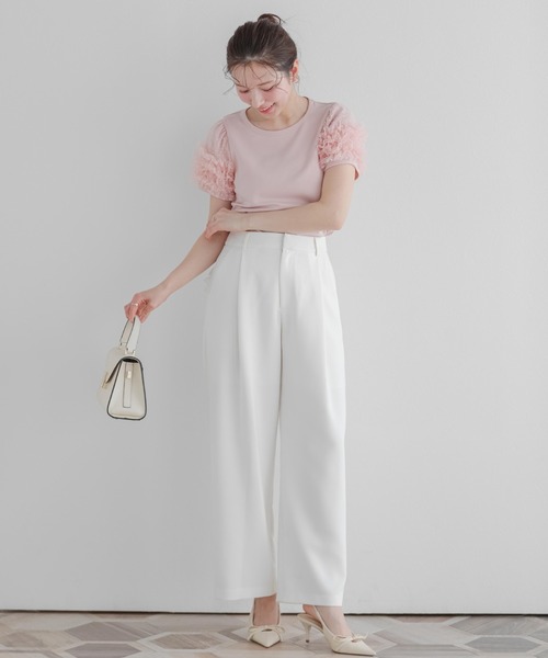 Fit more(フィットモア)の「バックポケットフリルワイドパンツ(その他パンツ・レディース・アイボリー/ホワイト/ブラック・S/PS/M)」の6枚目の写真