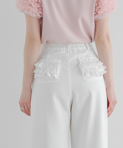 Fit more(フィットモア)の「バックポケットフリルワイドパンツ(その他パンツ・レディース・アイボリー/ホワイト/ブラック・S/PS/M)」の7枚目の写真
