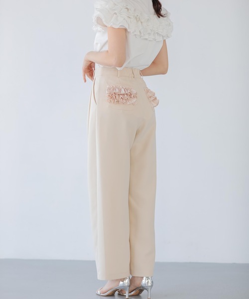 Fit more(フィットモア)の「バックポケットフリルワイドパンツ(その他パンツ・レディース・アイボリー/ホワイト/ブラック・S/PS/M)」の9枚目の写真