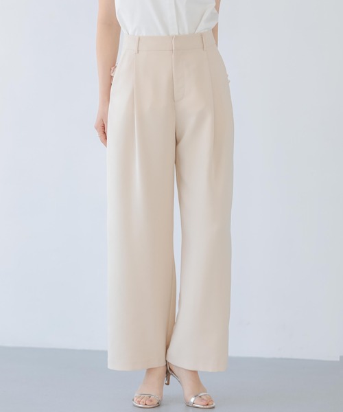 Fit more(フィットモア)の「バックポケットフリルワイドパンツ(その他パンツ・レディース・アイボリー/ホワイト/ブラック・S/PS/M)」の10枚目の写真