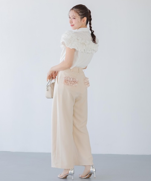 Fit more(フィットモア)の「バックポケットフリルワイドパンツ(その他パンツ・レディース・アイボリー/ホワイト/ブラック・S/PS/M)」の11枚目の写真