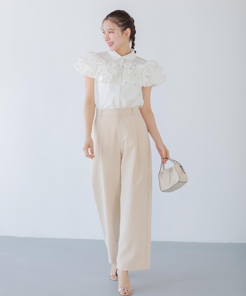 Fit more(フィットモア)の「バックポケットフリルワイドパンツ(その他パンツ・レディース・アイボリー/ホワイト/ブラック・S/PS/M)」の12枚目の写真