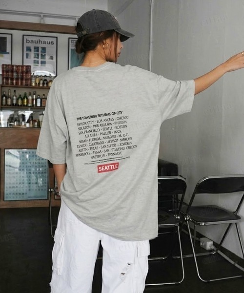 Dalfwin(ダールフィン)の「韓国ファッション SEATTLE英字バックプリント半袖Tシャツ(Tシャツ/カットソー・レディース・ベージュ/ホワイト/チャコールグレー/グレー・FREE)」の14枚目の写真