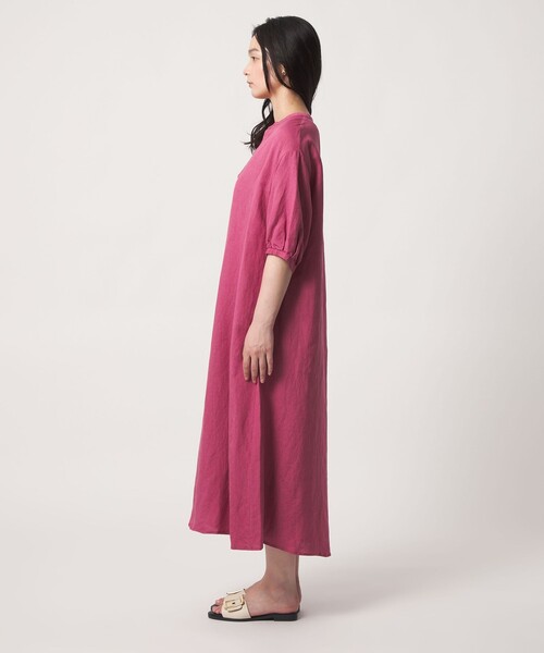 A DAY IN THE LIFE UNITED ARROWS(アデイインザライフユナイテッドアローズ)の「リネンレーヨン キーネックワンピース 5分袖<A DAY IN THE LIFE>(ワンピース・レディース・ブラック/ターコイズブルー系/ピンク/その他2・FREE)」の7枚目の写真