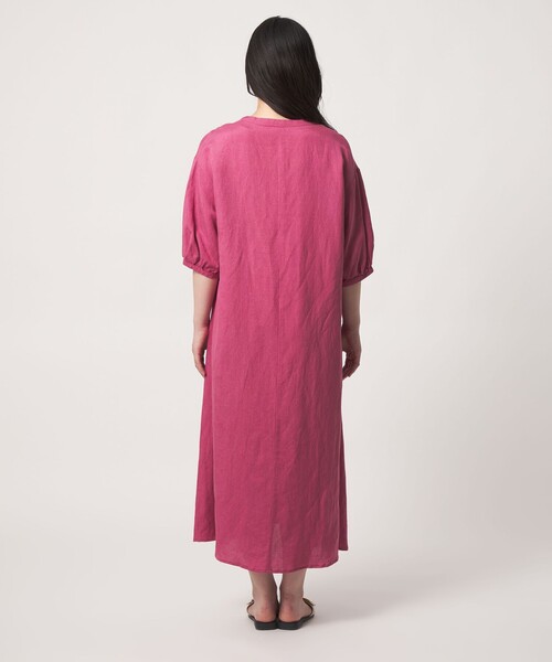A DAY IN THE LIFE UNITED ARROWS(アデイインザライフユナイテッドアローズ)の「リネンレーヨン キーネックワンピース 5分袖<A DAY IN THE LIFE>(ワンピース・レディース・ブラック/ターコイズブルー系/ピンク/その他2・FREE)」の8枚目の写真