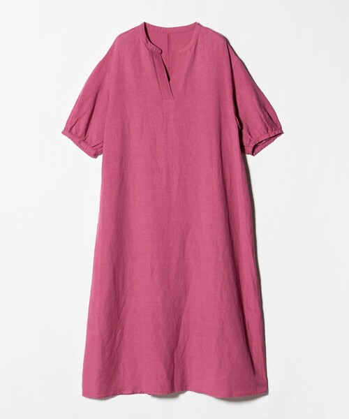 A DAY IN THE LIFE UNITED ARROWS(アデイインザライフユナイテッドアローズ)の「リネンレーヨン キーネックワンピース 5分袖<A DAY IN THE LIFE>(ワンピース・レディース・ブラック/ターコイズブルー系/ピンク/その他2・FREE)」の9枚目の写真