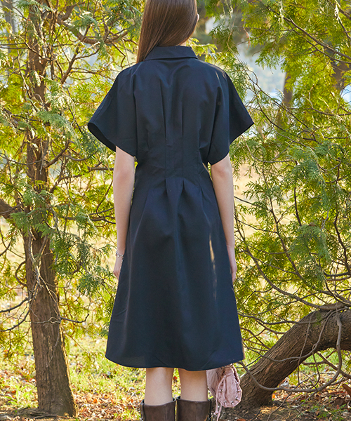 KOLEAT（コレット）の「スリムフィットピンタック夏シャツ半袖ミニワンピース[ブラック]611（ワンピース・レディース・その他・FREE）」の3枚目の写真