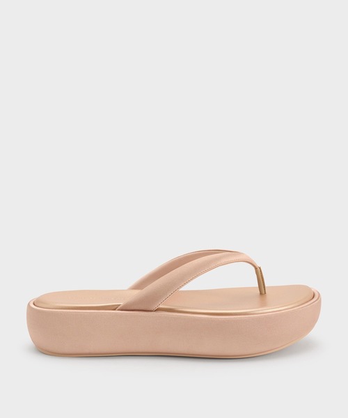 CHARLES & KEITH(チャールズ & キース)の「サテン トング フラットフォーム サンダル(サンダル・レディース・アイボリー/ブラック系その他2・22.5cm/23cm/23.5cm/24.5cm/25cm/25.5cm)」の2枚目の写真