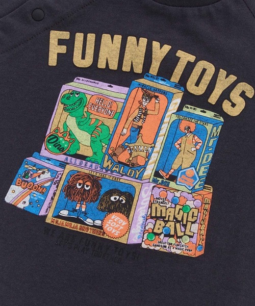 Ocean&Ground(オーシャン&グラウンド)の「FUNNY TOY’Sプリントロンパス(ロンパース・キッズ・ブラック/ライトブルー/ホワイト・70/80)」の4枚目の写真
