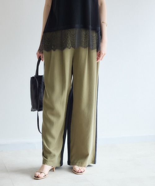 Paradise Picnic(パラダイスピクニック)の「Dignite Collier 異素材MIXパンツ(その他パンツ・レディース・カーキ/グレイッシュベージュ・FREE)」の6枚目の写真
